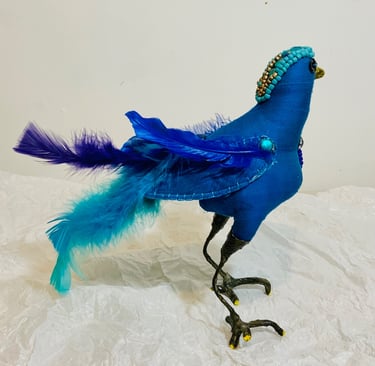 Silk fantasy bird. Art bird.