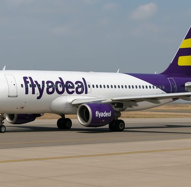 a flyadeal plane ready for takeoff