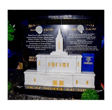 Mormon temple headstone in NZ