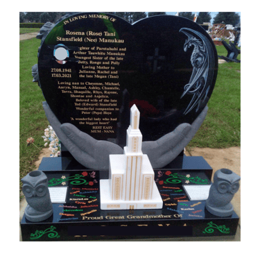 Mormon temple headstone in Mangere Auckland, NZ