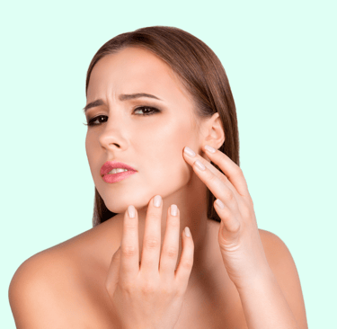 A woman concerned about her skin