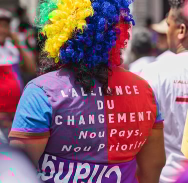 Colorful wig and t-shirt celebrating change at the event