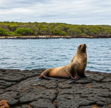 Galápagos seal in its natural habitat, showcasing the unique wildlife of the Galápagos Island.