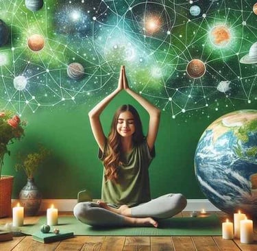 A young girl sitting on a yoga mat in a meditation pose, representing focus meditation for students to improve concentration