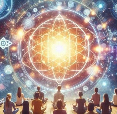 A group of people meditating, focused on quantum energy for manifestation techniques.