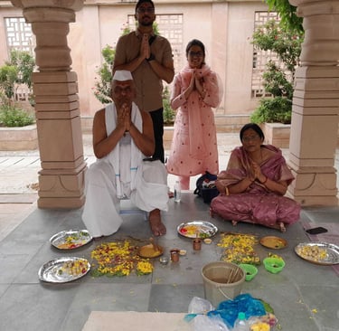 Two generations together in Matrugaya Pooja — under the guidance of the Daxesh Pandit ji