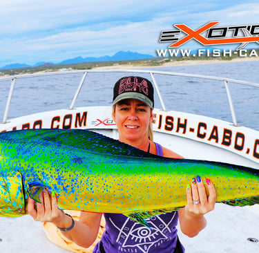 a woman holding a fish fish on a boat