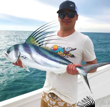 a man holding a fish fish on a boat