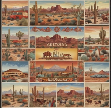 a collage of pictures of a desert