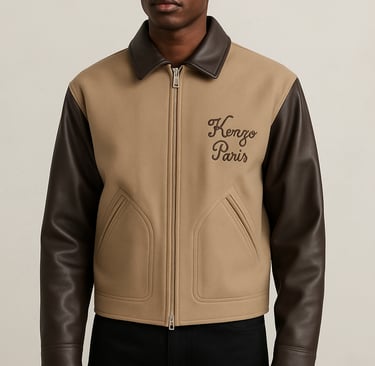 a man in a leather bomber jacket