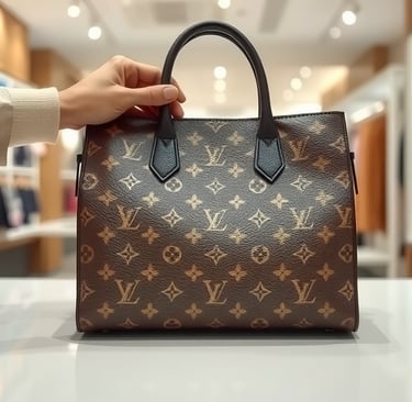 a person holding a louis vuitton bag
