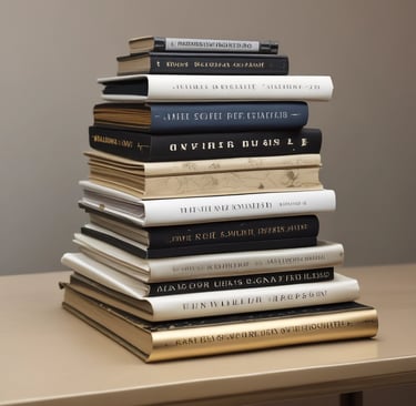 a stack of books on a table