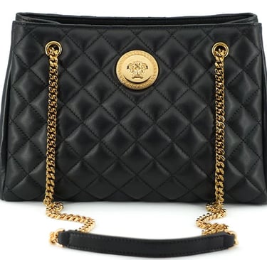 Versace Elegant Quilted Nappa Leather Tote Bag