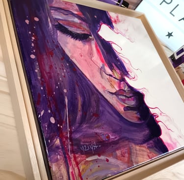 tableau de portrait féminin violet