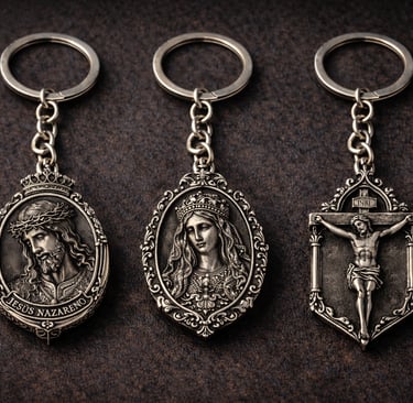 llaveros de cofradia realizados en zamac 