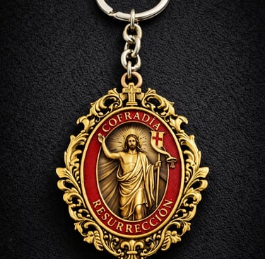 llavero para cofradia de la resurrección acabado dorado