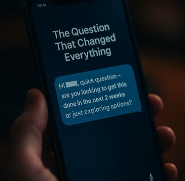 a person holding a phone with a questionnaire