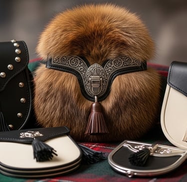 Both functional and decorative, sporrans add elegance and utility. From fur-trimmed dress sporrans to simple day sporrans, we