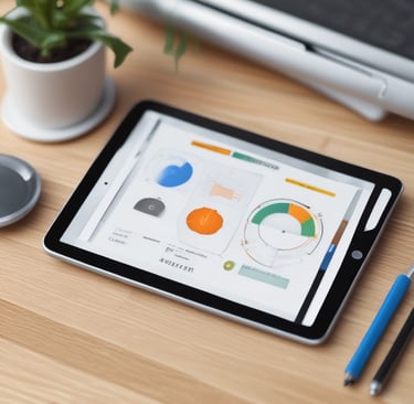 A variety of tools are laid out on a textured surface, including a yellow tape measure, a black and yellow utility knife, an orange-handled cordless drill, silver wrenches, and pliers. The items are arranged in a somewhat scattered fashion, suggesting a workspace environment.