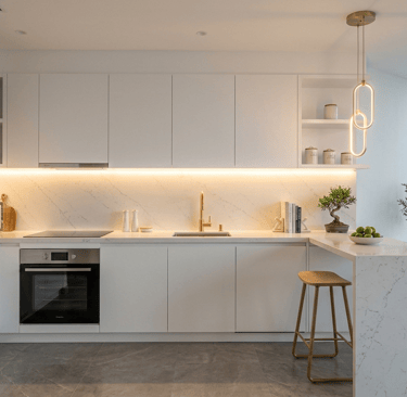 Airbnb kitchen renovation Dubai — compact modern design by Mostreno