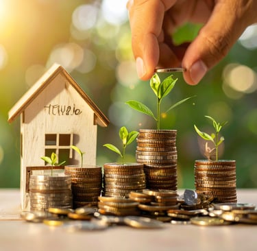 a person putting money into a house