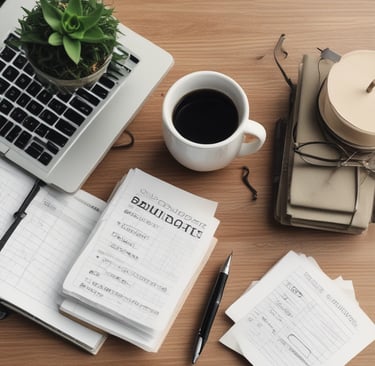 a laptop computer and a cup of coffee on a desk
