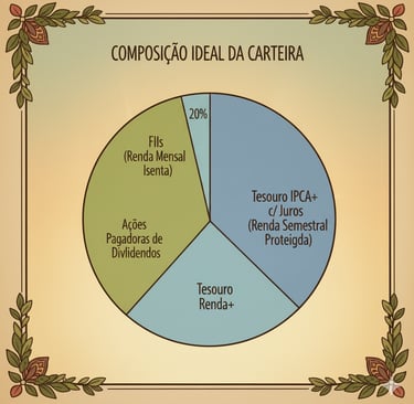 gráfico de pizza a mostrar a composição ideal da carteira