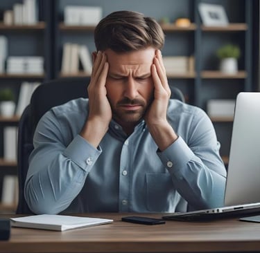 Burned-out professional under digital fatigue