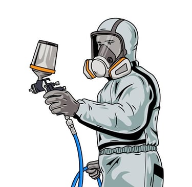 a man in a gas mask and a gas canister