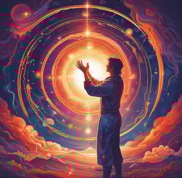 a man standing in front of a bright light