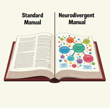 ADHD vs neurotypical brain manual comparison highlighting unique approach.