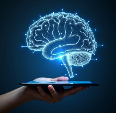 AI hand building ADHD brain support system illustrating tech innovation.