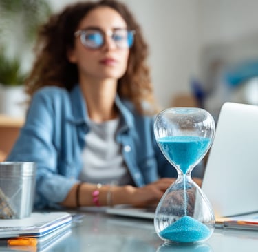 ADHD person using visual timer to make time visible and manage effectively.