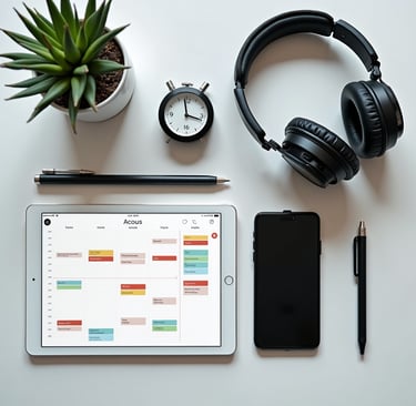 ADHD person using smart devices as integrated digital brain system.