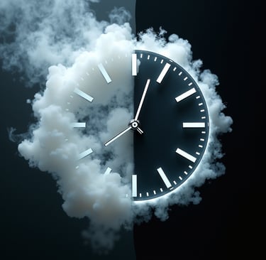 ADHD time visibility image showing time transforming from fog to solid.