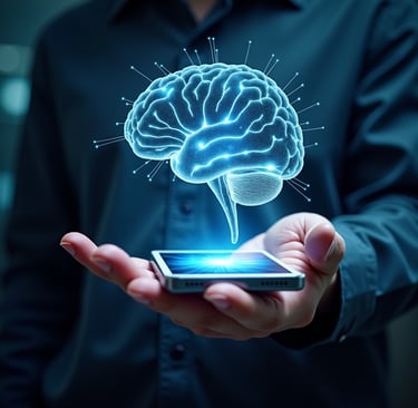 Smartphone merging with brain network symbolizing smart ADHD technology.