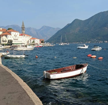 a boat in the water near a pier