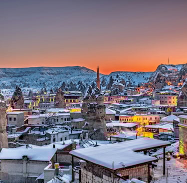  Fairy chimneys Cappadocia with a sunset