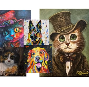“whiskers and Wags series of whimsical cats and dogs