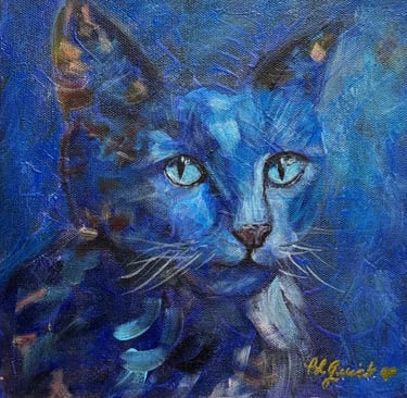 “Mr. Blue” cat painting 
