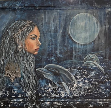 “Song of the Sea Sisters” oil painting. Part of the Sacred Kindship series.
