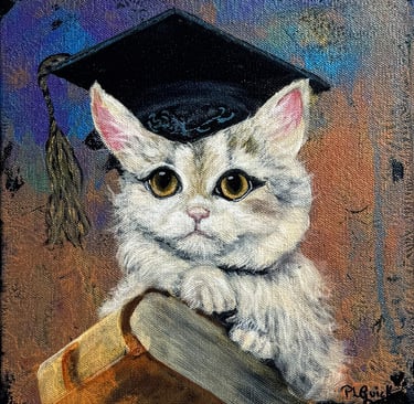 “The Grad Kitty” cat painting 