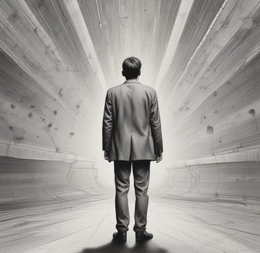 Eine Person von hinten als Symbol für die Enscheidung, gehen oder bleiben