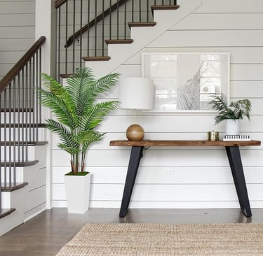 Tall Artificial Palm Tree in White Pot – 5FT Faux Areca Plant for Living Room, Bedroom, or Office De