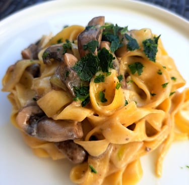 From our cooking Class: tagliatelle ai funghi