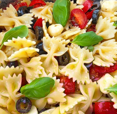 For the Meal prep: pasta salad with olives and tomatoes