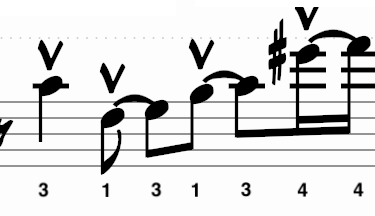 Music notation example illustrating the jump from C to G#.