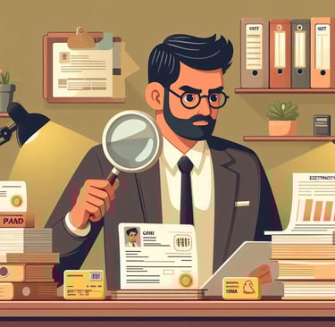 a man in a suit and tie is holding a magnifying magnifying