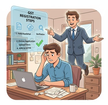 two men trying to register GST online 