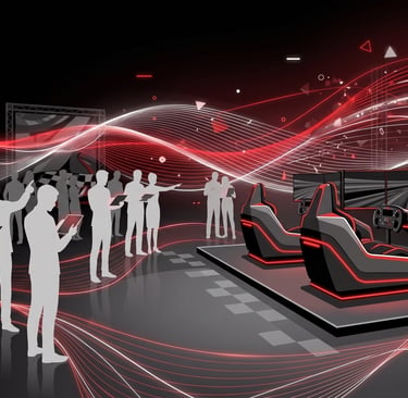 High-tech F1 sim racing simulators at an event getting high footfalls